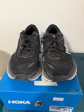 Hoka Black Athletic Shoes with White Side Logo